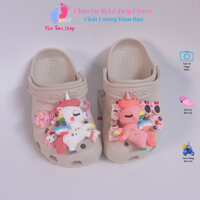 [ Tặng 10 Sticker ] Dép Cross Classic cho bé gái màu be Mix 2 charm to Sục Crocs Baya nam nữ người lớn hàng xuất khẩu