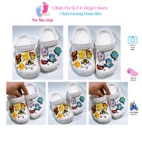 [ Tặng 10 sticker ] Dép Cross cho bé Trai màu trắng Mix PoKeMon Thái Sơn Shop Sục Crocs Classic nam nu người lớn trẻ em