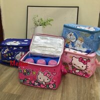 [ Tặng 2 thanh đá khô ] Túi giữ nhiệt hello kitty, doremon bảo quản lạnh sữa và đồ ăn