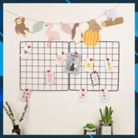 [ TẶNG 4 ĐINH ĐÓNG TƯỜNG ] COMBO 2 lưới sắt trang trí Size 37x 37cm, 10 kẹp gỗ và 2m dây treo ảnh