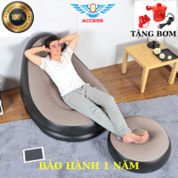 [ Tặng Bơm ] Ghế Hơi Tựa Lưng Bọc Nhung, Mềm Mịn Êm Ái, Có Đệm Hơi intex Lót Chân Cao Cấp