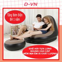 [ Tặng Bơm ] Ghế Hơi Tựa Lưng Bọc Nhung - Đệm Bơm Hơi Thư Giãn Mềm Mịn Êm Ái, Có Đệm Hơi intexn