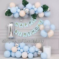 [ Tặng Bơm keo dây nối lá cây] Đủ Như hình sét bóng trang trí sinh nhật Tông xanh Pastel bé trai  DC042