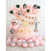 [ Tặng Bơm keo lá cây] Set bóng trang trí sinh nhật thôi nôi bé gái DC052