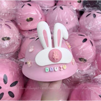 [ TẶNG CHAMR TÊN] Nón bảo hiểm vành tròn mũ cối cho bé Kèm Tai thỏ Cute Size nón 2 - 8 tuổi Tặng kèm Tai và Chamr