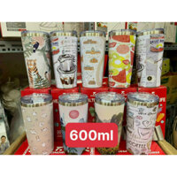 [ Tặng combo ống hút] Bình giữ nhiệt 600ml  ZONORM inox sơn nhám, sơn bóng. Hình Họa Tiết Nhám