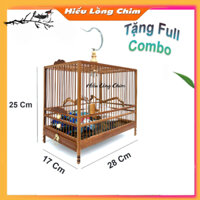 ( Tặng Full Phụ Kiện ) Lồng Chim Khuyên- Chim Hút Mật Chữ Nhật Size 28 - 17 -25 Trúc Già ( Rắp Sẵn )