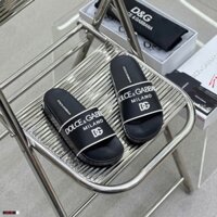 [ TẶNG HỘP BẢO VỆ GIÀY ] Dép DOLCE GABANA MILANO Đen chữ trắng.