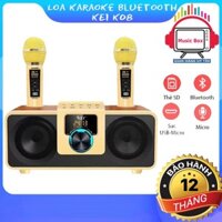 ( Tặng Kèm 2 Mic Không dây ) Loa karaoke bluetooth KEI K08, Sạc pin cho mic, Chỉnh bass treble ngay trên loa, BH uy tín
