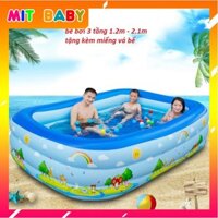 [ Tặng kèm 2 miếng vá bể] Bể phao bơi, nhà bóng cho bé 3 tầng nhiều kích cỡ, dày dặn hình ngộ nghĩnh từ 1.2m - 2.1m