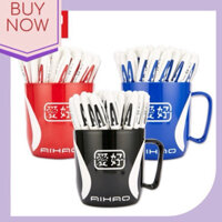 [ TẶNG KÈM CỐC] Set 48 bút bi nước chữ A ngòi 0.5mm màu tím, đen, xanh, đỏ tặng kèm cốc đựng