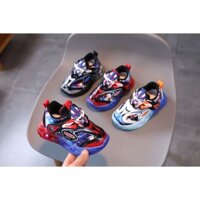 ( Tặng Kèm Tất) Giày Thể Thao Siêu Nhân Đèn Nháy Ngoài Da Mềm Cá Tính Size 21-30