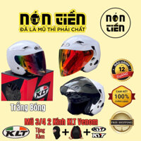 [ TẶNG KHĂN TRÙM & Logo KYT ] MŨ BẢO HIỂM 3/4 KLT 2 KÍNH VENOM TRẮNG BÓNG CỰCĐẸP ,TÚI ĐỰNG VÀ Bh 12 tháng