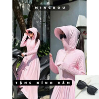 - Tặng Kính Râm, Áo chống nắng nữ toàn thân dáng váy 2025 thun lạnh chống UV 50+ MINGBOU