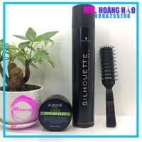 [ Tặng Lược ] Combo  Sáp Vuốt Tóc Nam Aurane + Gôm Xịt Tóc Silhouette 400ml