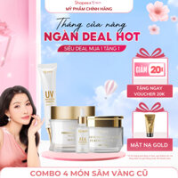 [ TẶNG MẶT NẠ GOLD LỚN ] Trọn Bộ 4 Món Kem Face, Cao Ná.m, Serum, Kem Chống Nắng Sâm Vàng MQ Skin