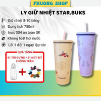 [ Tặng nút bịt silicon + túi đựng ] Ly Starbuck, cốc giữ nhiệt inox 304 cao cấp chống gỉ, ly đựng nước giữ nhiệt 750ml