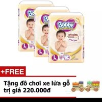 ( tặng quà như hình ) bộ 3 tã dán bobby extra soft dry các Size NB48,S40,M34,L30,XL27