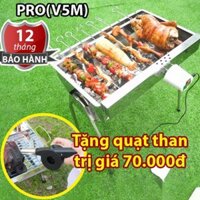 [ Tặng Quạt Than] Bếp Nướng INOX Tự Xoay Cỡ Trung|PRO Than Hoa BBQ  - Bếp Nướng BBQ Ngoài Trời