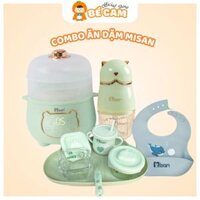( TẶNG SỔ TAY) Combo Misan chuẩn tiết kiệm cho bé ăn dặm nồi nấu cháo máy xay yếm ăn dặm set ăn dặm khởi đầu