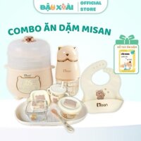 ( TẶNG SỔ TAY) Combo Misan chuẩn tiết kiệm cho bé ăn dặm nồi nấu cháo máy xay yếm ăn dặm set ăn dặm khởi đầu