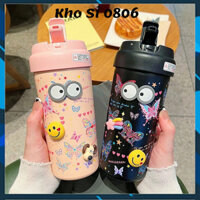 [ TẶNG STICKER MẮT] Ly giữ nhiệt Coffee Cup 550ml inox 316 cốc giữ nhiệt ống hút tiện lợi dễ thương 【Nhận Sỉ】