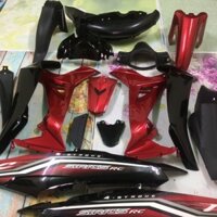 [ TẶNG TEM ] Bộ dàn áo xe Sirius RC màu Đô Đen -  nhựa ABS nguyên sinh loại 1