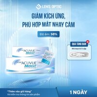 [ TẶNG THÊM 3 CẶP] Kính áp tròng Acuvue Moist loại dùng 1 ngày, lens mắt trong suốt có độ cận (30 Lens) -Lens Optic