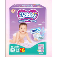 ( Tặng thêm 6 miếng Bên Trong ) Tã Quần Bobby M78 cho bé từ 6 Đến 11 Kg - Bỉm Quần Trẻ Em Bobby Size M78