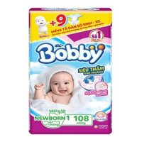 [ Tặng thêm 9 miếng tã dán size NB ] Miếng lót sơ sinh Bobby NB1 - 108