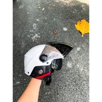 ( Tặng và túi) Mũ Royal M289 2 Kính nửa đầu màu trắng bóng chính hãng