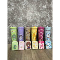 [ Tặng Ví Mini ] Ly giữ nhiệt 750ml kèm ví + túi đựng + ống hút + cọ ống hút + nút đậy + nút bịt đầu ống hút
