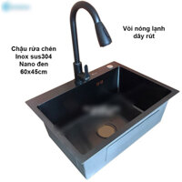 ( Tặng Vòi ) Chậu rửa bát 1 hố- hộc lớn, Bồn rửa chén 1 ngăn lớn Nano KT 6045( 60-45-22cm ) cao cấp giá rẻ tại Tphcm