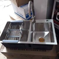 ( TẶNG VÒI RỬA CHÉN, Rổ Đa Năng, BỘ XẢ ĐÔI ) Chậu rửa chén inox 304, Bồn rửa chén bát inox 304