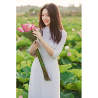 [ TAY LỠ ] Áo dài trắng học sinh cổ trụ V, lụa Mỹ tay lỡ