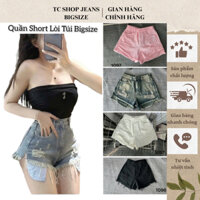 [ TCshopjean ] Quần Short Đùi Jeans Nữ Bigsize Túi Lòi MÀu Xanh Dơ Wash Loang Cá Tính MS 1097 1096