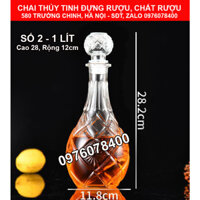 [ TGBR ] COMBO 2 Vỏ Chai Thủy Tinh Đựng Rượu 1 Lít, Bình Ngâm Rượu Cao Cấp, CTT-02X2