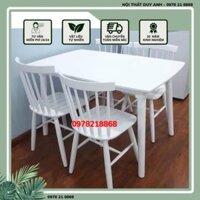 [ THANH LÝ ] Bàn Ăn 4 Ghế 1,2m Gỗ Cao Su Kèm Kính
