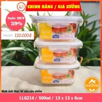 [ Thanh lý ] Hộp đựng thực phẩm, hộp đựng thức ăn bằng thủy tinh Lock and Lock LLG214 500ml