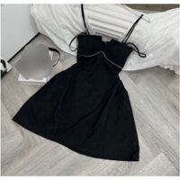 [ Thanh Lý ] Váy đầm dự tiệc sang chảnh 2 dây màu đen cúp ngực mặc đi tiệc và đi chơi ảnh thật