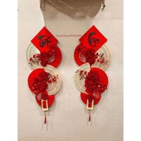 [ thành phẩm] Sét quạt dài trang trí, decor góc Tết.