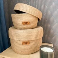 [ THỦ CÔNG ] hộp dây thừng đay đựng đồ dùng phòng ngủ, khay đựng đồ có nắp, decor trang trí nhà