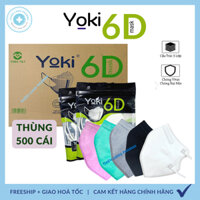 [ Thùng 500 Cái ] Khẩu Trang 6D Yoki 5 Lớp Dày Chống Bụi Mịn 2.5PM Hàng Công Ty