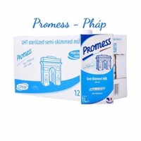 [ Thùng 6 lít ] 1 thùng 6 hộp sữa tươi Promess Low Fat hộp 1L Lít - Ít Béo - Không Đường - NK Pháp.