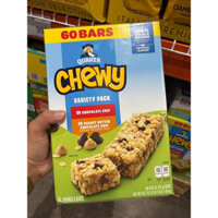 🍫🌾🥜 THÙNG 60 THANH BÁNH SOCOLA BƠ ĐẬU PHỘNG CỦA MỸ Q.U.AKER CHEWY BARS VARIETY PACK 24G x 60 (1.44KG) USA