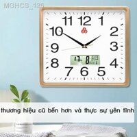 ﹍ Thượng Hải Sanwu thương hiệu đồng hồ thạch anh 555 đồng hồ đồng hồ treo tường phòng khách nhà vuông tối giản đồng hồ t