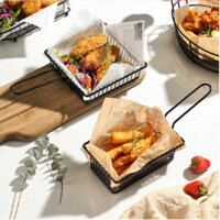 🔥 Tiện dụng 🔥 Để Bàn Trang Trí Nhà Hàng Khoai tây chiên Khay đựng đồ ăn nhẹ sáng tạo Giỏ đựng khoai tây chiên Đĩa đồ ăn chiên Cánh gà sáng tạo có hàng sẵn Hộp Đựng Thực Phẩm Lưới Chiên Khay Giỏ Chiên ❆Phong Cách Mỹ Sáng Tạo Thép Không Gỉ Khoai Tây Chiên