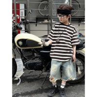 ( TIEN KIDS ) Áo thun kẻ sọc ngang form rộng ngang Bé Trai trẻ em phong cách cá tính