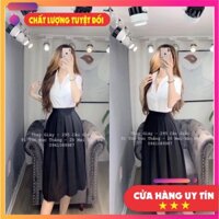 🌸[ TIỀN NÀO CỦA ẤY]🌼Chân váy xếp ly dáng dài màu đen, màu nâu- chân váy xếp ly công sở đẹp