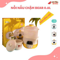 ( Tiếng Việt) Nồi Bear 0.8L Nấu cách thuỷ cho bé Chính Hãng Bear - Nồi ăn dặm nấu chậm cho bé thố sứ 0.8 L